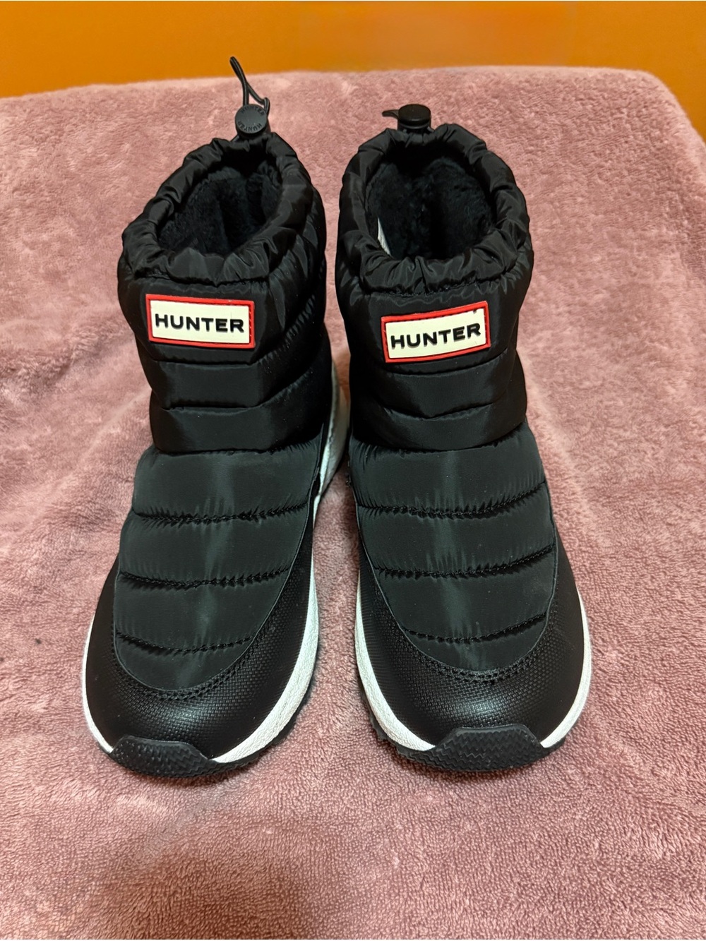 Hunter Black and White Quilted Winter Boot Sneakers